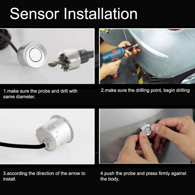 Car Parking Sensor, Rear Reversing Radar System with 4 Sensors,