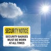 Security Badges Must Be Worn OSHA Security Notice Vinyl Decal