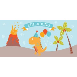 CardWheels 12 Invitation Cards Dinosaur Children's Birthday Party + 13 Stickers Free – Girls Boys / Dino Party Bag Dinos Birthday