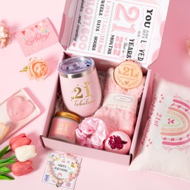 21st Birthday Gifts for Her,Happy 21st Pamper Gift Basket Ideas for Women, Cute Unique 21 Year Old Birthday Hampers Presents,Birthday Self Care Package for Girls,Best Friend, wife,Sister,girlfriend