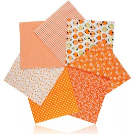 7 Premium Cotton Fabric Squares 25x25cm, Pre-Cut Plain Craft Fabric for Quilting, Patchwork & Home Decor, Soft Eco-Friendly Sewing Material (Orange)