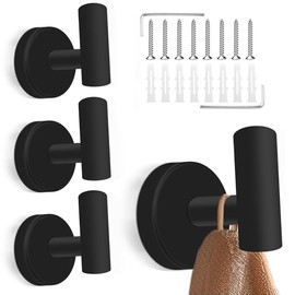 wiipara Pack of 4 Towel Hooks for Drilling, Stylish Clothes Hooks, Stainless Steel Coat Hooks, Towel Holder, Rustproof Bathroom Hooks, Wall Hooks, Load Capacity up to 10 kg, Ideal for Bathroom,