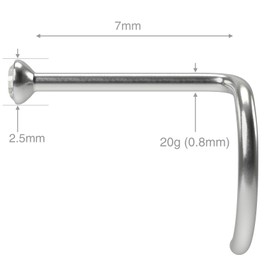 1mm 18g 1mm G23 Titanium Nose Ring Bar Nostril Screw Rings Nostril Septum Piercing Studs Bar Clear Flexible Bioflex Retainer Keeper - CZ