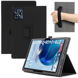 GEJEFA Case for TABWEE W90/TABWEE T90 11 Inch, Premium PU Leather Protective Case with Hand Strap [Auto Wake/Sleep] Shockproof Folding Stand Cover for TABWEE W90/TABWEE T90, Black