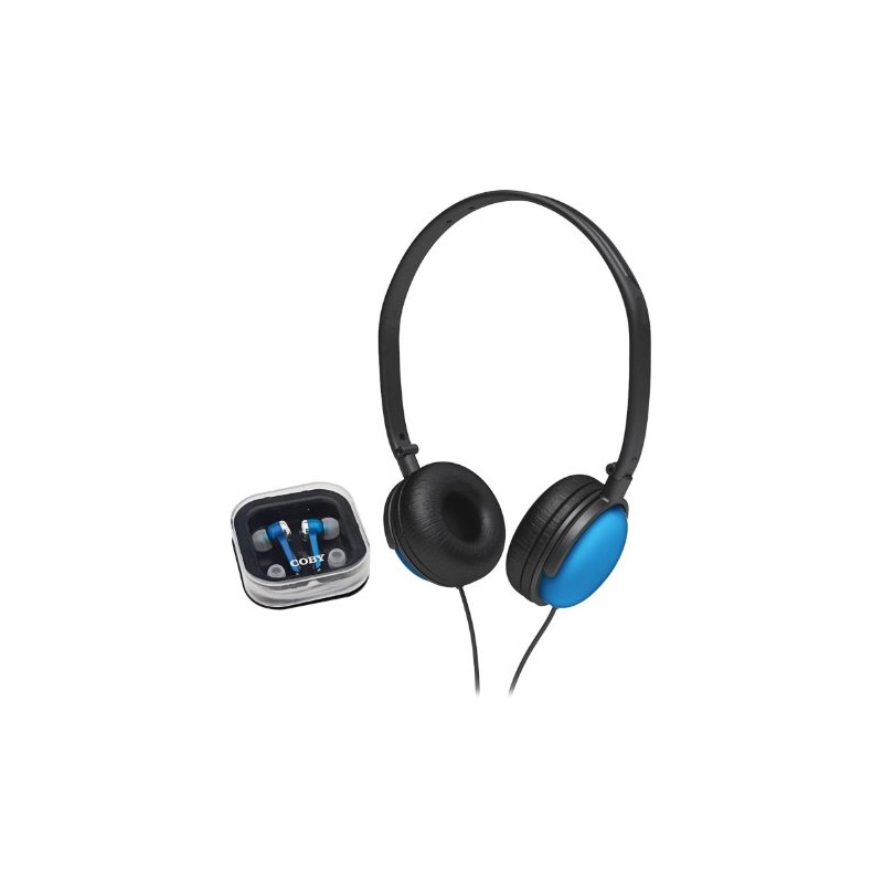 Coby CV140BL Earbud/Headphone Combo
