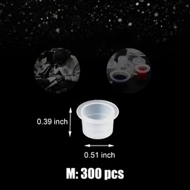 Yuronam 300PCS Medium Tatoo Ink Caps Plastic Pigment Cups for Tatoo Ink Accessory Supplies