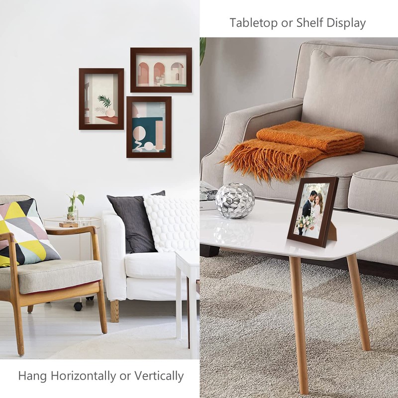 PECULA 2 Pack 4x6 Frames, Brown Frames for Wall &