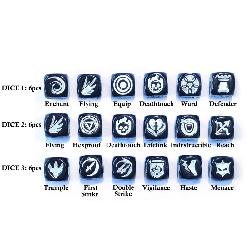 36pcs 12MM Abilities Keywords Counter Dice MTG Dice 1/+1 Counters