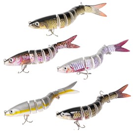 Pack of 5 Fishing Lures, Artificial Bait Wobbler Pike, Fish Bait for Zander, Perch, Trout, Swimbait, Artificial Bait with Treble Hooks, Fishing Accessories, Freshwater Saltwater Fishing Accessories,