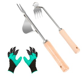 Hand Weeder Tool, 4 Teeth Dual Purpose Weed PullerStainless Steel 3Pcs Weeder Tool for Garden and Farm,Weeding Tool for Gardening,Garden Weeder, Weed Pulling Tool, Weed Puller Too Vine01