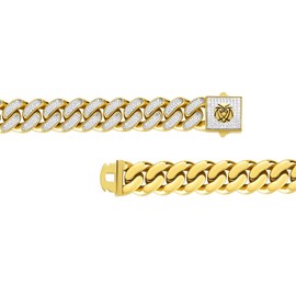 PHENGEL Chain for Men Iced Out,14k AAAAA+ CZ Gold/White Gold Cuban Link Chain Bracelet，Our size include: 7", 7.5", 8",8.5" (12MM-14K-Gold, 7 inch)