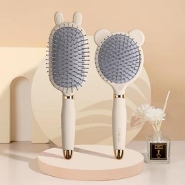 MAACKIA Paddle Brush, Hair Brush, Cushion Brush, Women's, Comb, Cute, Hair Care, Scalp Massage, (Rabbit, Beige)