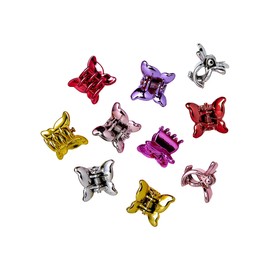 RED by Kiss 36 Pieces Kids Mini Claw Barrettes, Self-Hinge Plastic Hair Clips for Girls Toddler Kids Baby, 80s 90s Cute Colorful Hair Pin Hair Accessories (Butterfly Chrome)