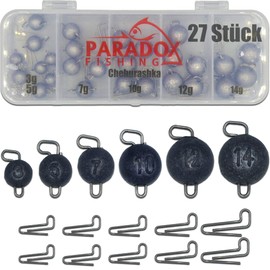 Paradox Fishing Cheburashka Lead Set I 27 Leads (3g/5g/7g/10g/12g/14g) Each 4/5 Pieces with Box (59 Pieces) I Lead for Offset Hooks - Dropshot Lead Drop Shot Lead Jig Heads