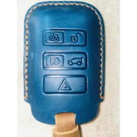 Land Rover Handmade Cowhide Key Cover for Rover Sport Discovery Aurora Defender Discover - Blue