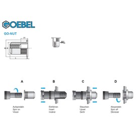 GOEBEL® - 250 x Blind Rivet Nuts M3 Aluminium (Diameter x L) 4.9 x 10.0 mm Blind Nuts Flat Head Round Shaft Knurled Shaft End Open Retractable Nut Rivet Nuts GO-NUT