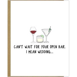 rockdoodles Funny Engagement Card for The Bride and Groom, Funny Bridal Shower Card For Bride To Be, Wedding Shower Cards For Bachelorettes & Couples (Open Bar)