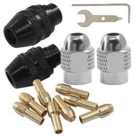 Aoserge Drill Chuck Collet Set, 15PCS 4486 Keyless Chuck for Dremel, 1/32" to 1/8" Keyless Bit Chuck Shank Rotary Tool, Quick Change Adapter with Replacement 4485 Brass Collet Metal Nut, Durable Metal