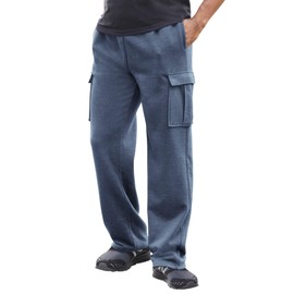 KingSize Men's Big & Tall Fleece Cargo Sweatpants - Tall - 2XL, Heather Slate Blue