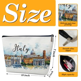 Ythuil Italy Travelling Gifts Makeup Bag, Italy Souvenir, Watercolor Makeup Bag, Travelling Cosmetic Bag for Purse, Trip Gifts for Traveller Travelling Lovers, City Themed Organizer