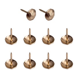 MroMax Upholstery Nails Tacks 0.43" Head Dia Iron Vintage Style Metal Round Thumb Push Pins 0.67" Height for Furniture Decoration Chair Hardware Cork Board Sofa Headboards Golden Tone 25Pcs