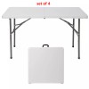 Segawe 4PCS 4ft Portable Rectangular Plastic Folding Table W/Handle for