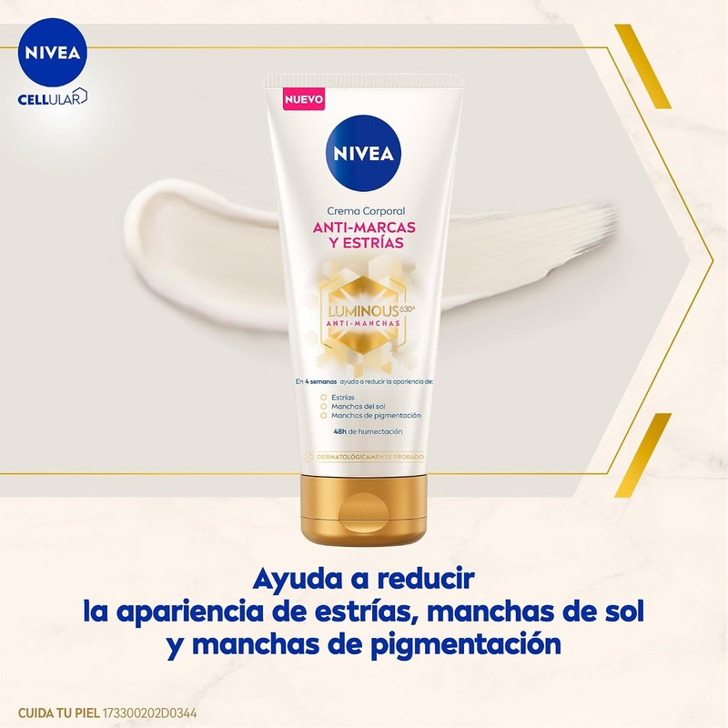 Crema corporal anti‑estrías NIVEA Luminous630 200 ml – 48 h