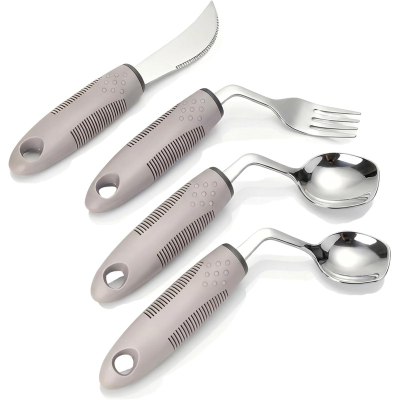 4-Piece Adaptive Utensils Set with Rocker Knife Shovel Spoon -