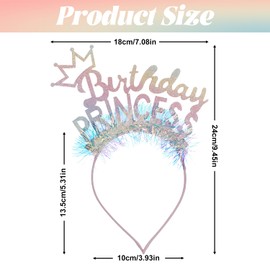 Birthday Girl Headband Colorful Birthday Crown Headband Shiny Princess Tiara Party Headbands for Take Photos Decorations