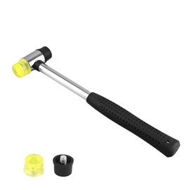 Rubber Mallet, 25 mm Double Head Mallet, Soft Hammer with 2 Replacement Hammer Heads with Non-Slip Rubber Handle for Leather Crafts, DIY Hand Tool, Home Installation Tools