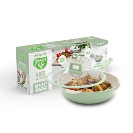 GreenLife Nonstick 12” (5QT) All in One Deep Skillet Wok with Lid, PFAS-Free Non-Toxic Ceramic Multi-Purpose Pan, Induction, All Stovetop, Egg, Stir Fry, Saute, Stay Cool Handle, Sage Green