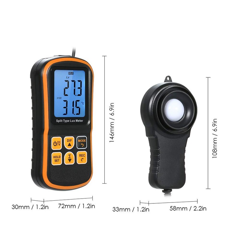 Digital Light Luxmeter Spectrometer Photometer 0~200000 Lux Split Type LCD