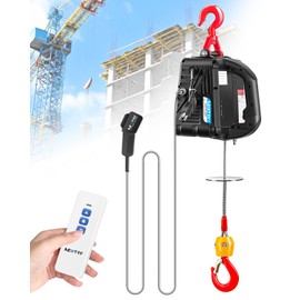 NEWTRY 3 in 1 Electric Hoist Winch 440lb, 16ft/min Manual|Cable| Control, 62ft Portable Power Electric Lift with Sling Strap for Lifting Small Engines, Bicycles, Groceries