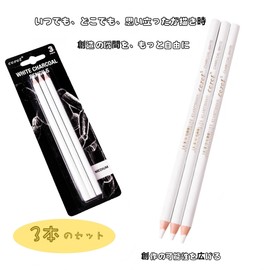 Drawing Pencils, White, Charcoal Brushes, Set of 3, Colored Pencils, Charcoal, Art Supplies, Sketch Pencils, Fragile and Easy to Grip, People, Animals, Landscapes, Sketching, Practice, Illustration,