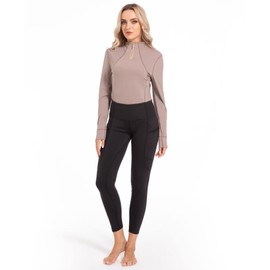 Harrison Howard Lady's Riding Breeches Full Seat Full Grip Tights for Horseback Riding Training Women's Equestrian Pants Tummy Control High Waist Design with Zipped Pockets Black S