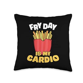 The Chemistry Of Good Eating Fry Day Funny French Fries Pun for A Potato Fast Food Lover Throw Pillow, 16x16, Multicolor