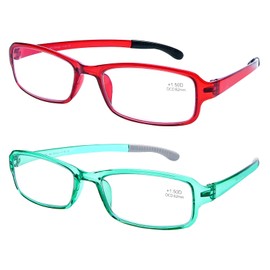 DOOViC 2 Pack Trendy Reading Glasses for Women Stylish Design Blue Light Blocking Readers 1.5 Strength