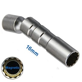 UTMALL 16mm Magnetic Thin Wall Universal Joint Spark Plug Socket Removal Tool 12pt 95mm Length