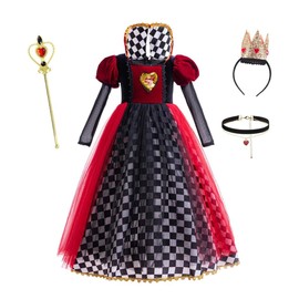 Lito Angels Queen of Hearts Fancy Dress Up Costume Princess Party Outfit with Accessories Little Kids Girls Age 10-11 Years, Red and Black (Tag Number 150)