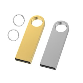 16GB USB Flash Drive 2 Pack with Keychains, Wooolken Sleek Metal USB 2.0 Thumb Drives Memory Stick for PC Laptop Computer