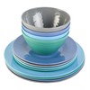 Gibson Home Melamine Dinnerware Set, Service for Four (12pcs), Blue