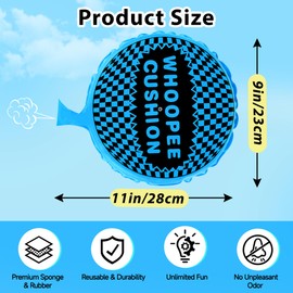 Whoopie Cushion, 9" Woopie Cushion, Self Inflating Whoopee Cushion, Woopy Cushion Fart Bag for Boys and Girls, Goodie Bag Stuffers Makes Gas Sounds, Novelty Prank Gag White Elephant Gifts
