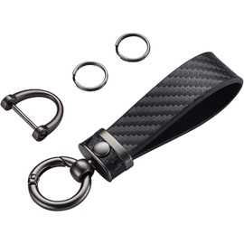 Carbon Fiber Style Car Keychain Microfiber Leather Key Chain, Universal Key Chains for Key Fobs for Men and Women