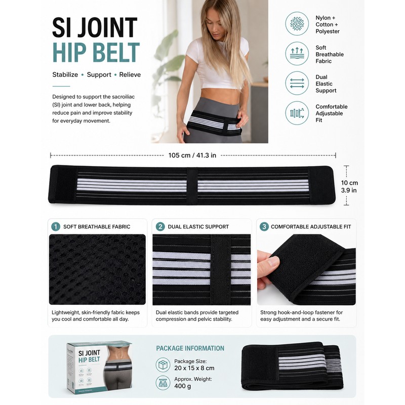Adjustable SI Joint Support Belt for Daily Wear – Low-Profile
