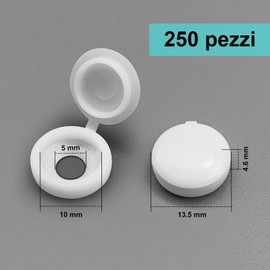 250 pcs Screw Cover Caps,Plastic Hinged Screw Covers, 0.34 Inch Plastic Caps for Screws,Universal Size 4-6mm,Suitable in Homes, Schools, Courtyards, Shops, Offices and Other Places（White）