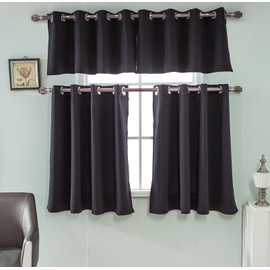 Anawakia Kurzstores Curtains Short Opaque with Eyelets Panel Curtain Opaque Curtains W x H 74 x 46 cm (Black)