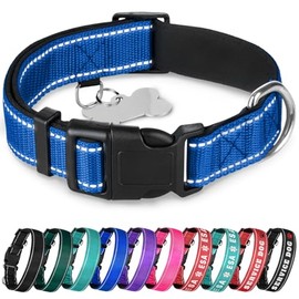 TECEUM Collar para perro con acolchado – Azul marino – Collar para todas las razas y tamaños de gatos y perros – S