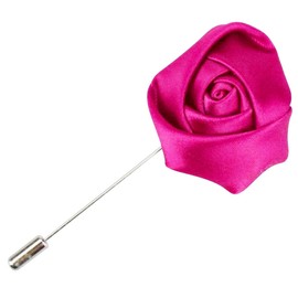 Flairs New York Gentleman's Essentials Premium Handmade Artisan Flowers Lapel Pins (Pack of 1 Pin, Fuchsia Pink Rose Bud)