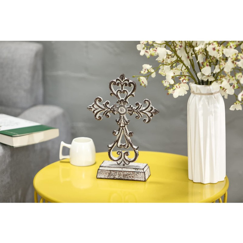 Retrome Metal Cross Stand Tabletop for Home Decor, 10.6" H