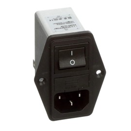 Schaffner, FN284-10-06, IEC Inlet Filter Switch & Dual Fuse 250VAC, 10A, Flange Mounting Left/Right